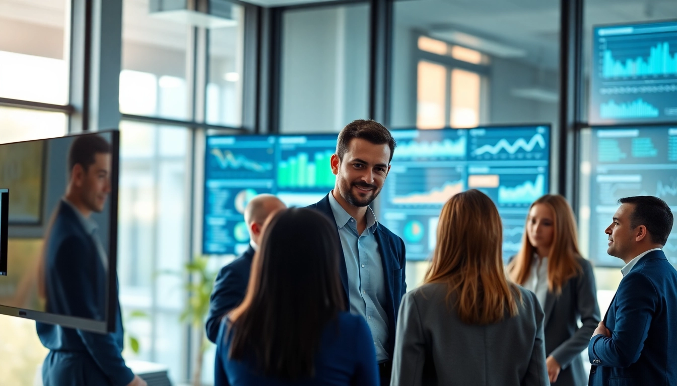 Site reliability engineering experts collaborating in a modern office environment, analyzing data metrics.