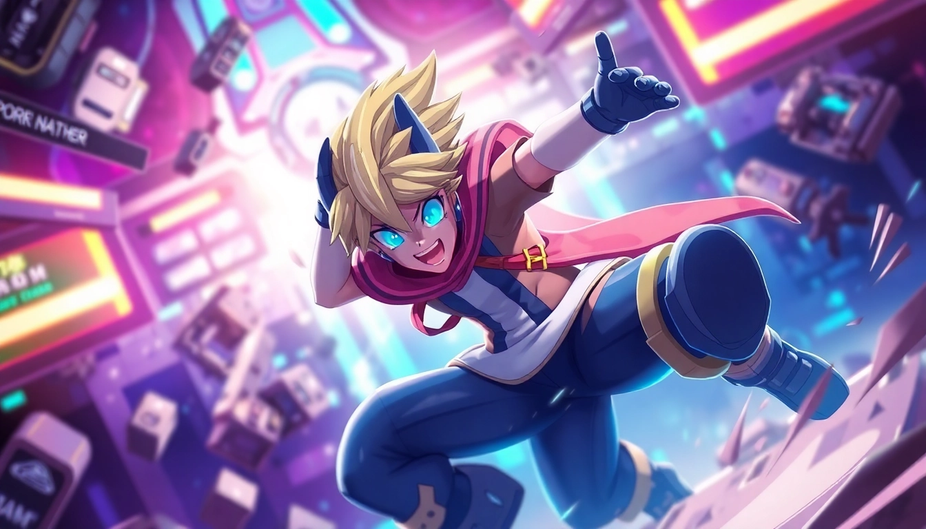 The dede game character performs an exhilarating action move in a colorful game environment, showcasing dynamic gameplay.