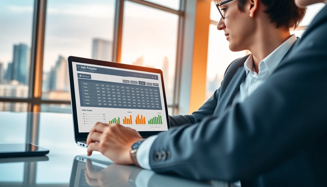 Analyze your savings with a detailed debt payoff calculator on screen in a bright office.