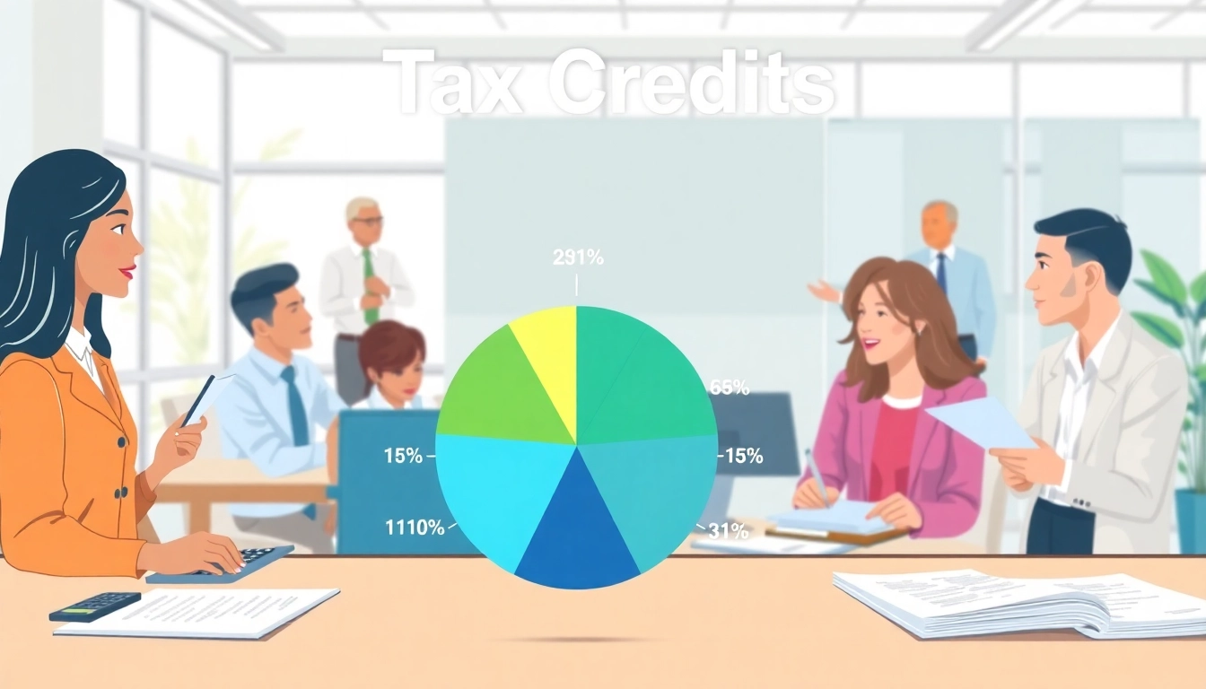 Visual representation of Tax Credits benefits, showcasing diverse financial interactions.