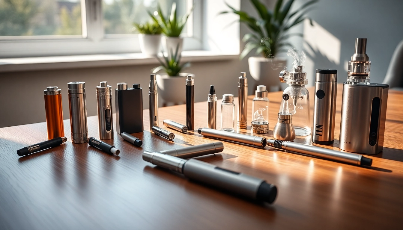 Wax vaporizers displayed elegantly, highlighting their design and quality on a stylish wooden table.