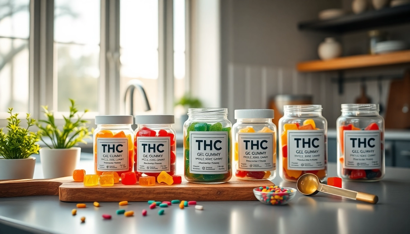 Experience the convenient thc gummy delivery with vibrant, colorful gummies in an inviting kitchen setting.