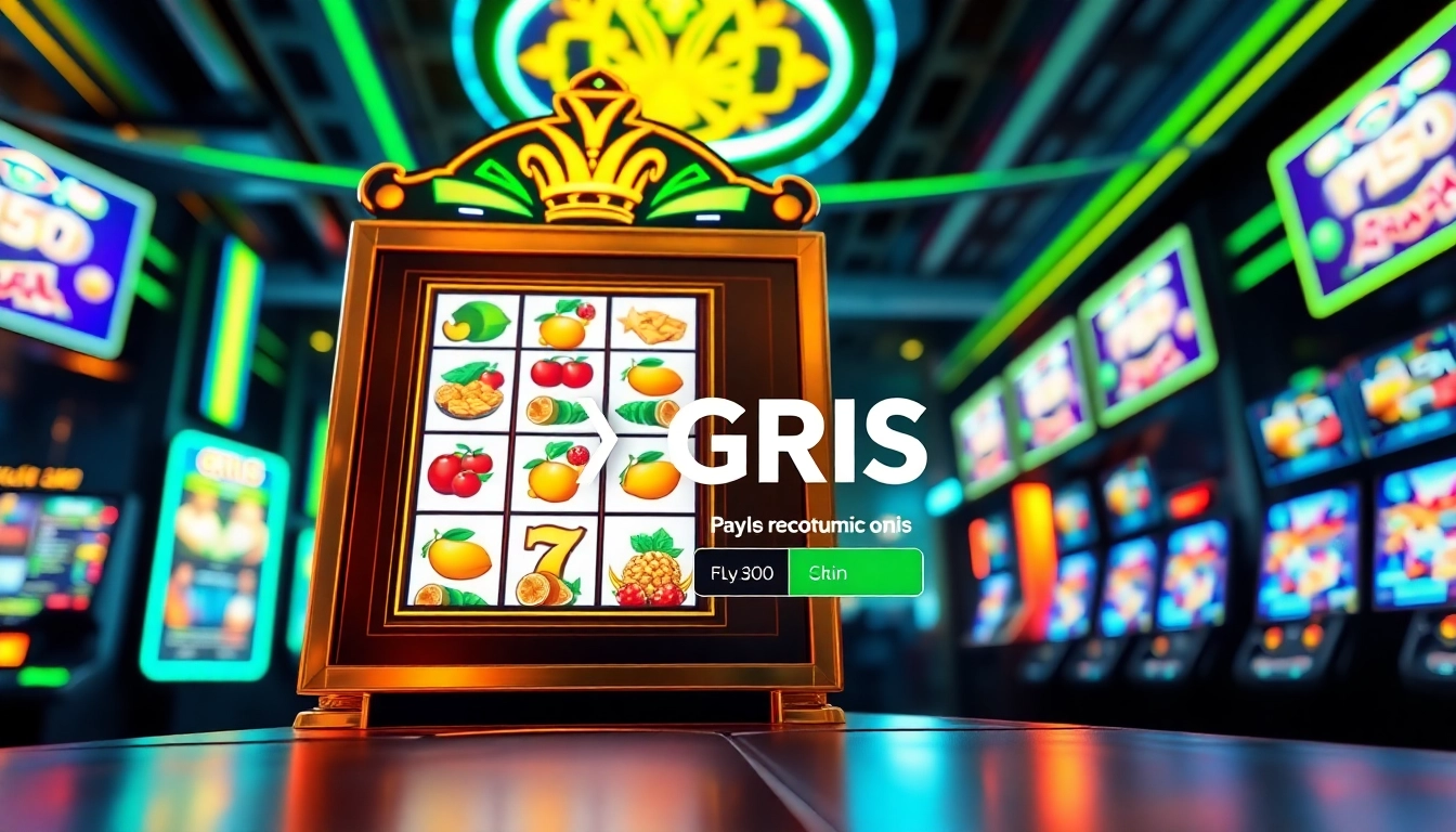Slot QRIS pada mesin slot digital dengan berbagai simbol berwarna-warni yang menarik.