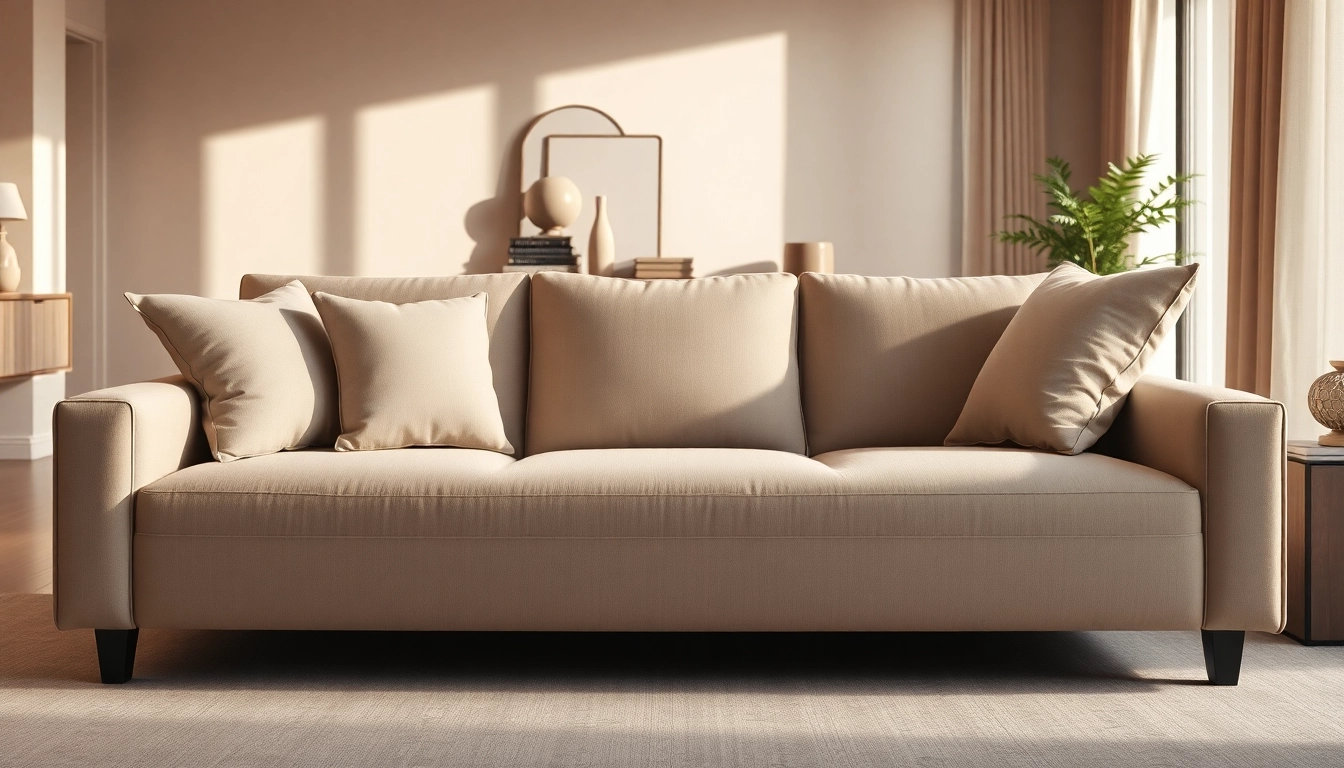 Stilvolles ecksofa mit schlaffunktion in einem modernen Wohnzimmer mit warmen Farben.
