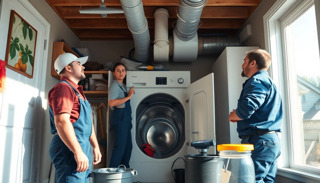 Technicians working on dryer vent franchises near me, ensuring safe and efficient cleaning services.