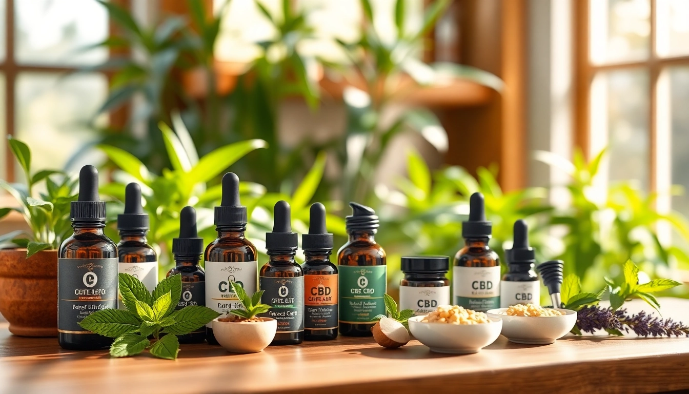 Showcase CBD Canada oils and products in a serene natural setting.