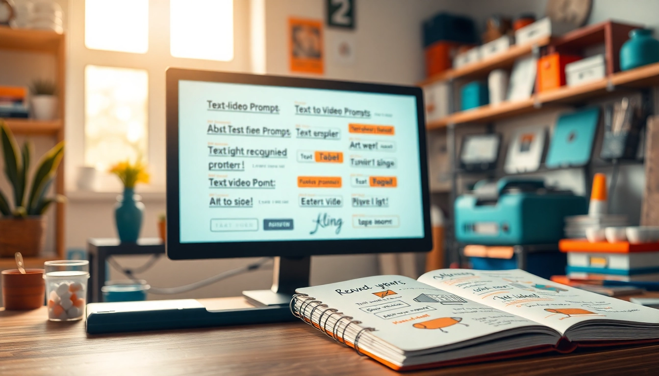 Showcase of KlingAI Prompts in a creative workspace with vibrant colors