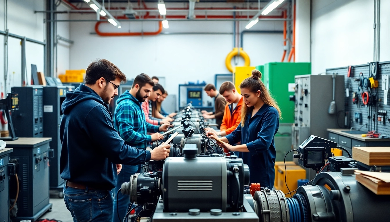 Trade School Knoxville TN students actively participating in hands-on training sessions in a modern workshop.