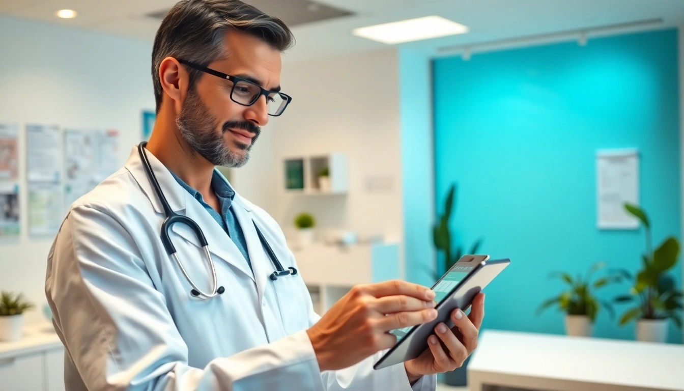 Showcase eprescribing software for small practices used by a healthcare provider in a modern medical office.