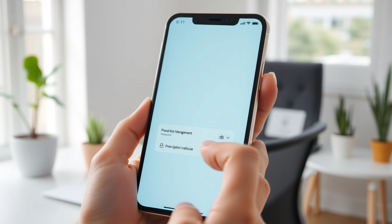 Explore top rated prescription applications showcased on a modern smartphone in a professional setting.